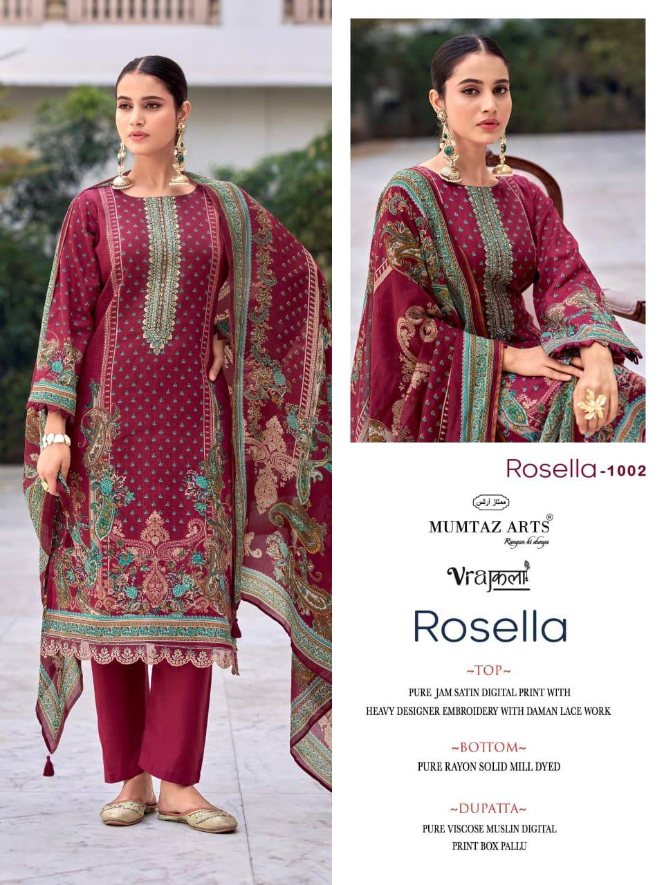 ROSELLA by MUMTAZ ARTS 1001 to 1004 series VISCOSE JAM dresses at Wholesale Price